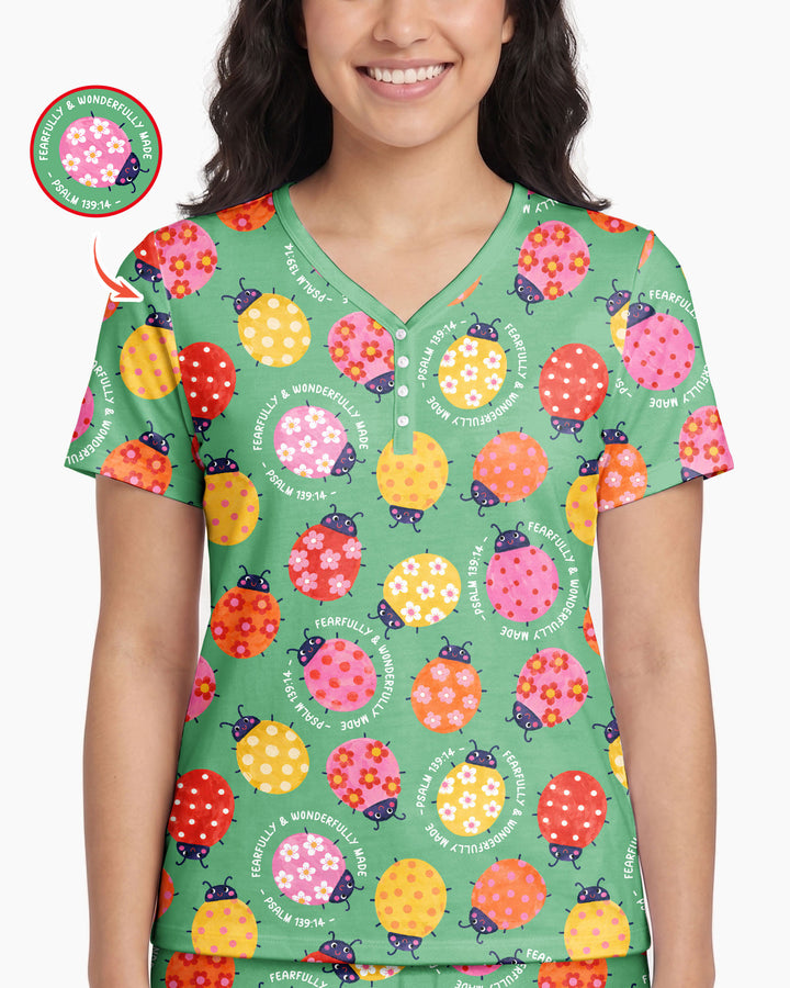 Fearfully & Wonderfully Made Bamboo Women Short Sleeve Short Pajama Set
