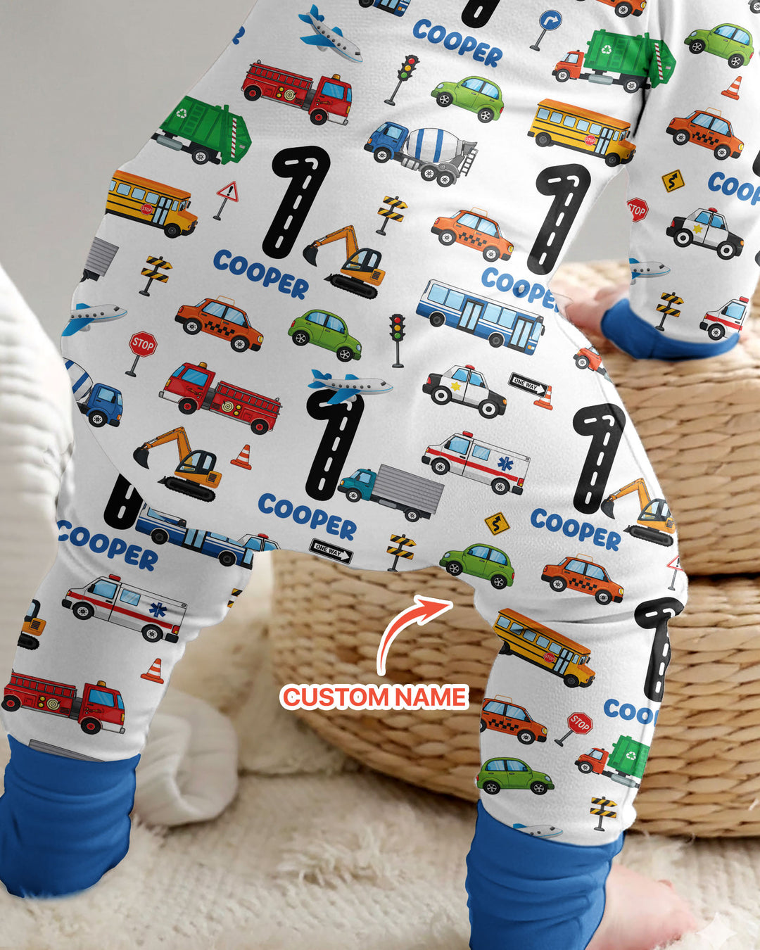 Personalized Birthday Boy Transportation Vehicles Bamboo Convertible Zippy