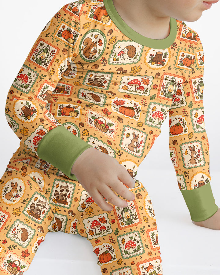Woodland Animal Fall Bamboo Two Piece Long Sleeve Pajama Set