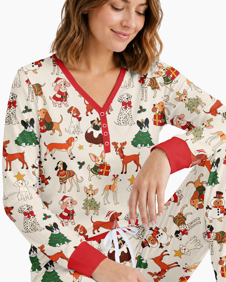 Santa Paws Parade Bamboo Women Pajama Set