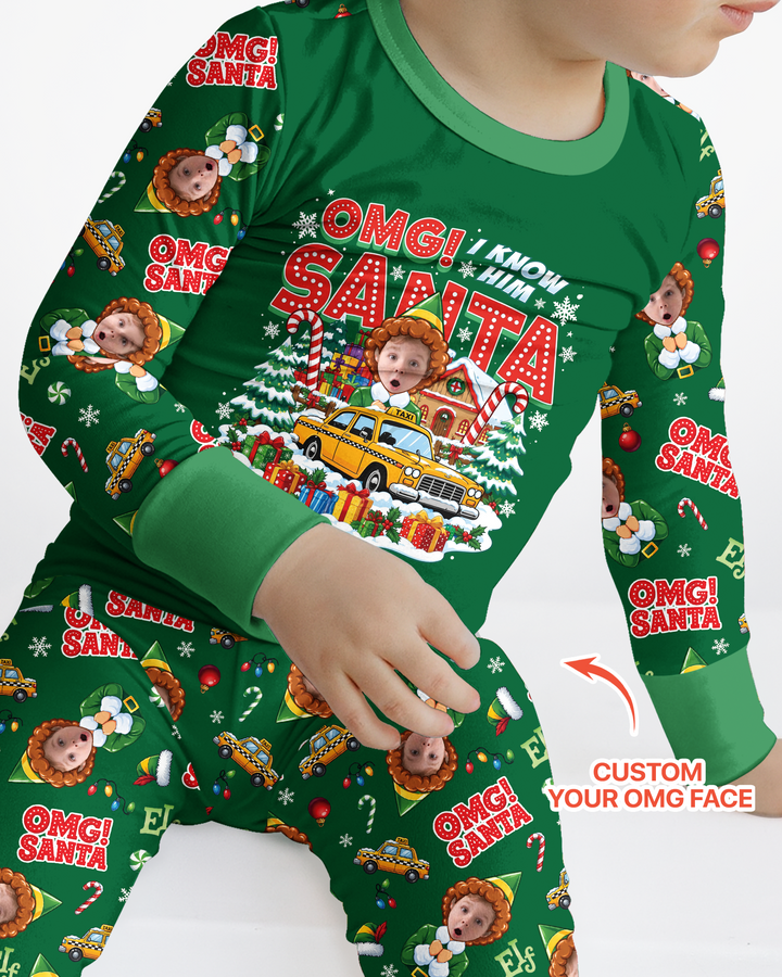 Custom Image OMG Santa Bamboo Two Piece Long Sleeve Pajama Set