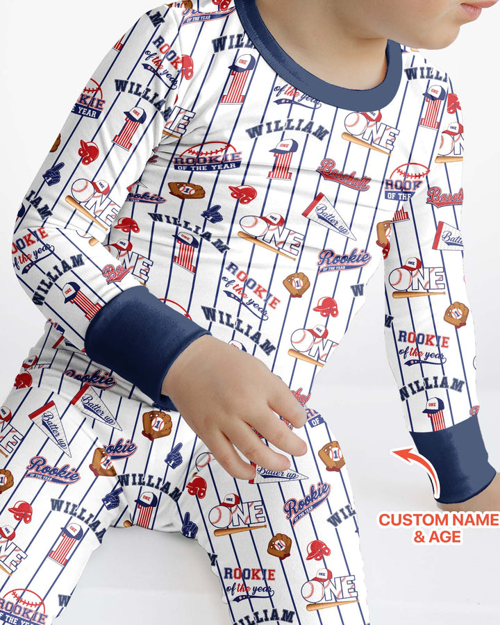 Baseball Birthday Boy Bamboo Two Piece Long Sleeve Pajama Set