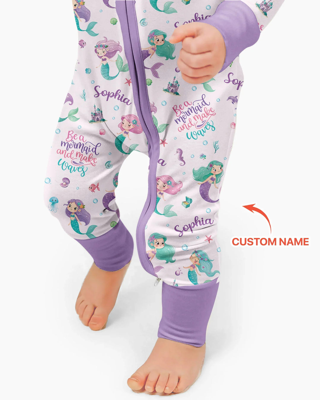 Custom Name Mermaid Make Waves Bamboo Convertible Zippy