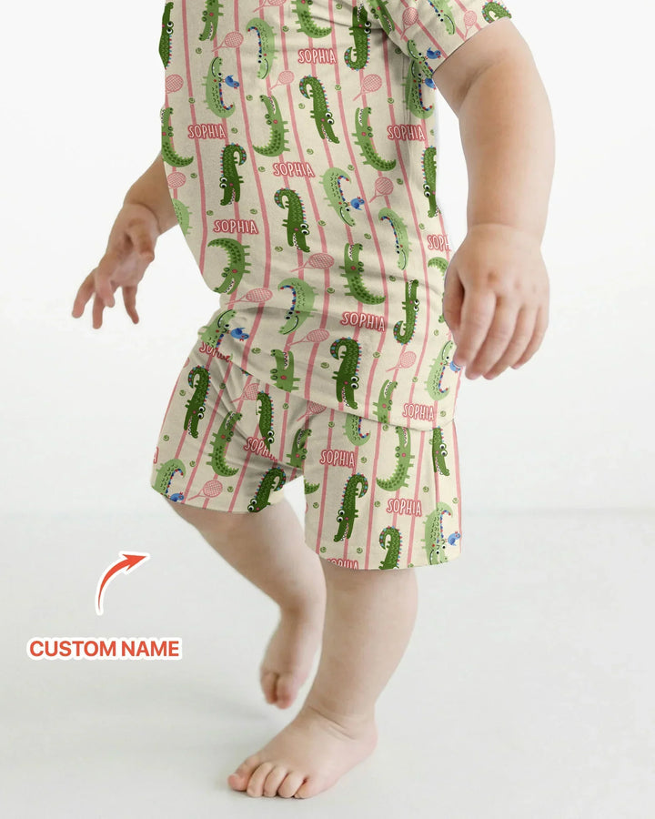 Zweiteiliges Pyjama-Set mit kurzen Ärmeln und Shorts im Sommer-Design