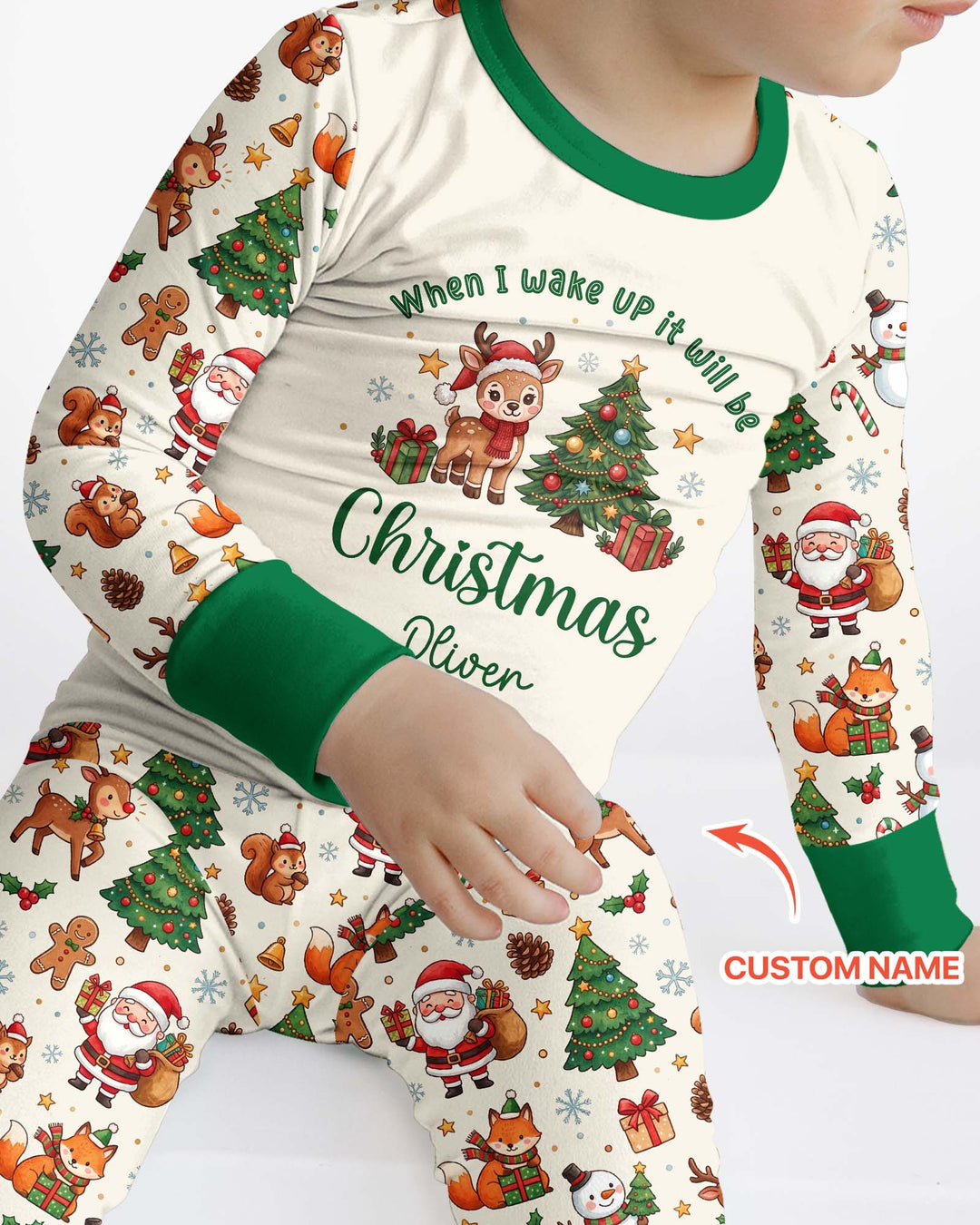 Custom Name When I Wake Up It's Will Be Christmas Bamboo Two Piece Long Sleeve Pajama Set
