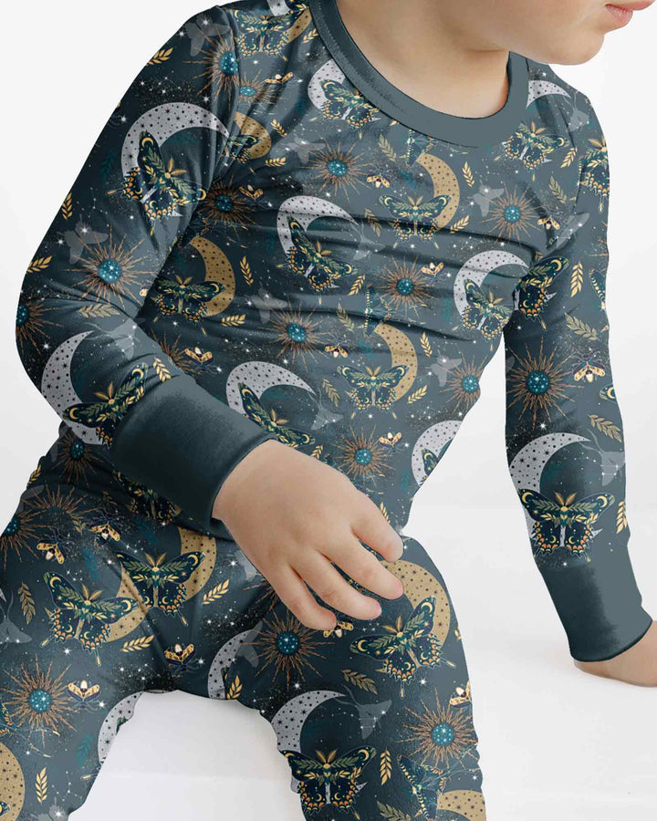 Celestial Moths Bamboo Two Piece Long Sleeve Pajama Set