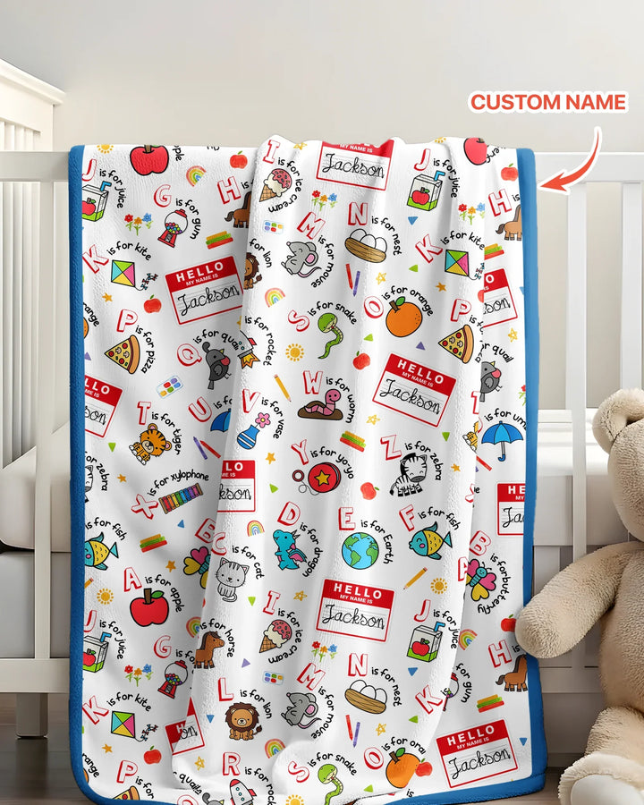 Custom Name Hello School ABCs Bamboo Blanket