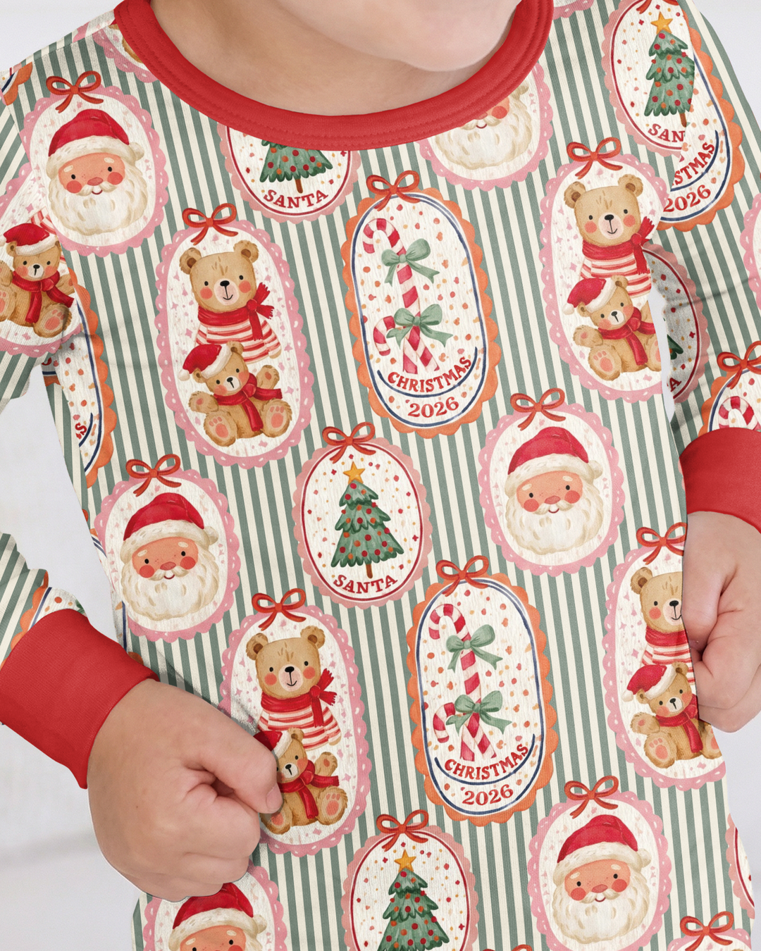 Teddy Bear Christmas Bamboo Two Piece Long Sleeve Pajama Set