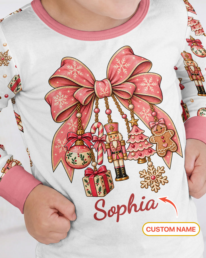 Custom Name Nutcracker The Bow Bamboo Two Piece Long Sleeve Pajama Set