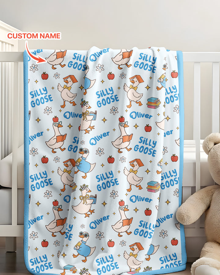 Custom Name Silly Goose Back to School Bamboo Blanket