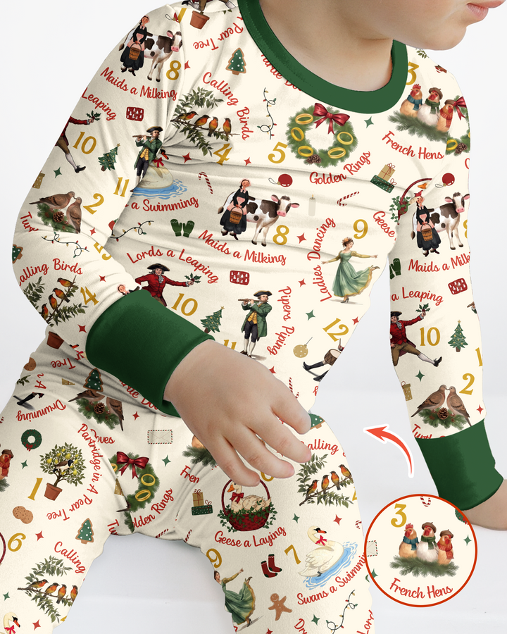 12 Days of Christmas Bamboo Two Piece Long Sleeve Pajama Set