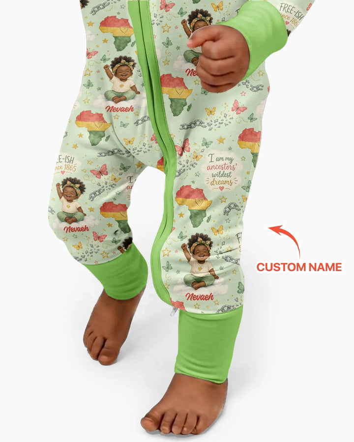 Custom Name Juneteenth I Am My Ancestors' Wildest Dream Bamboo Convertible Zippy