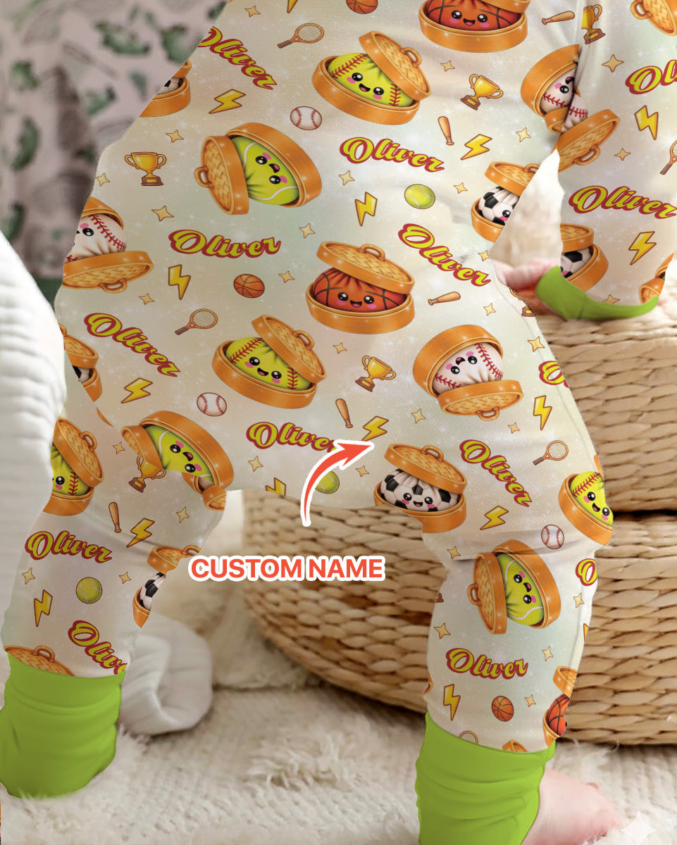 Custom Name Sports Dumpling Bamboo Convertible Zippy