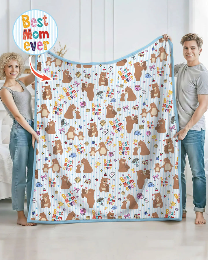 Best Mama Bear Ever Family Matching Bamboo Blanket