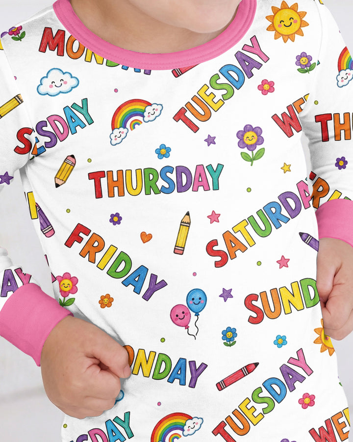 Days of the Week Bamboo Two Piece Long Sleeve Pajama Set
