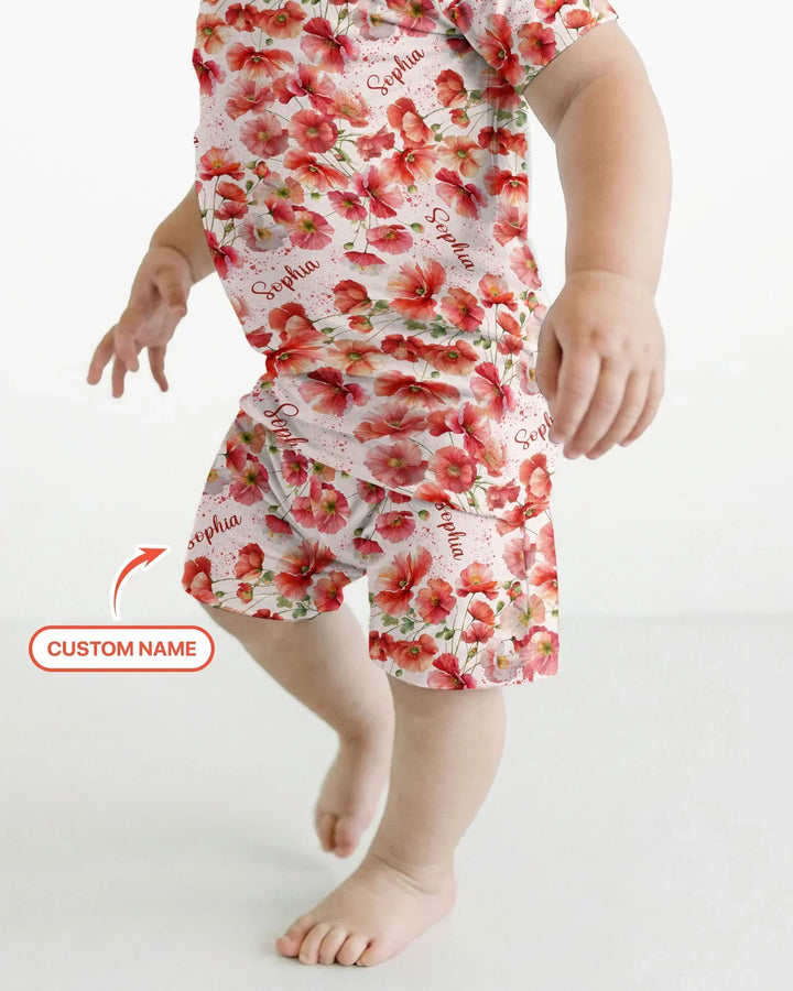 Zweiteiliges Pyjama-Set mit kurzen Ärmeln und Shorts im Sommer-Design