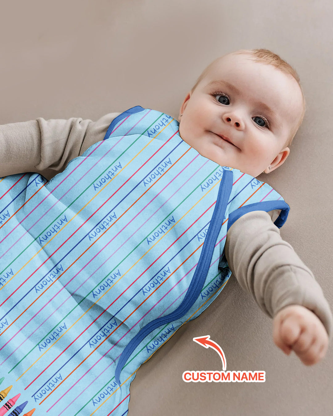 Custom Name Crayon Lines Bamboo Sleep Bag