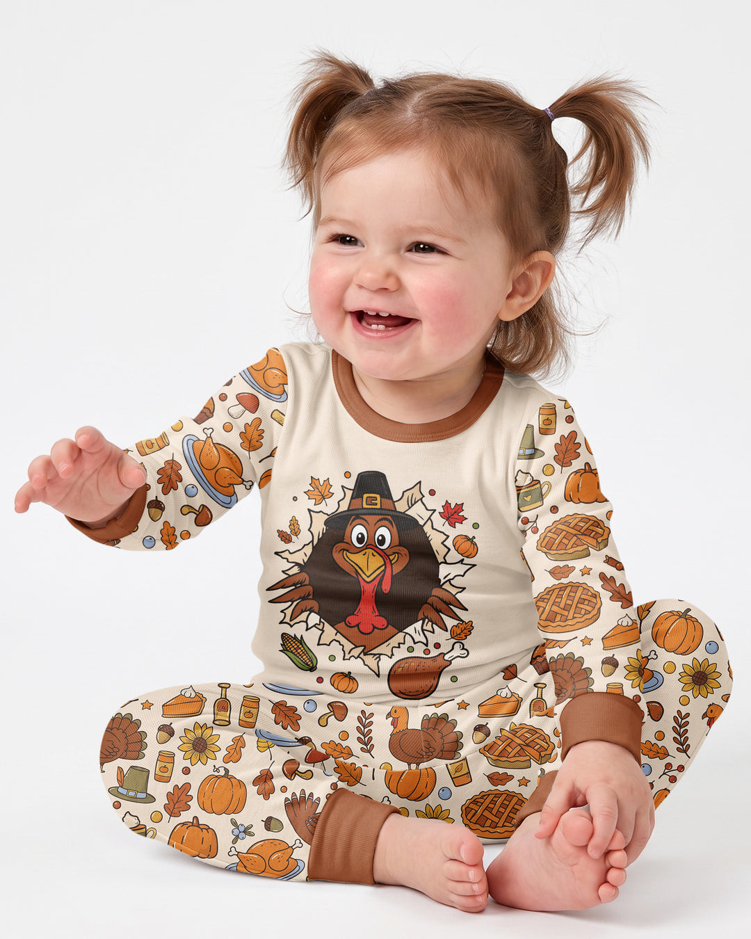 Funny Turkey on Thanksgiving Bamboo Two Piece Long Sleeve Pajama Set