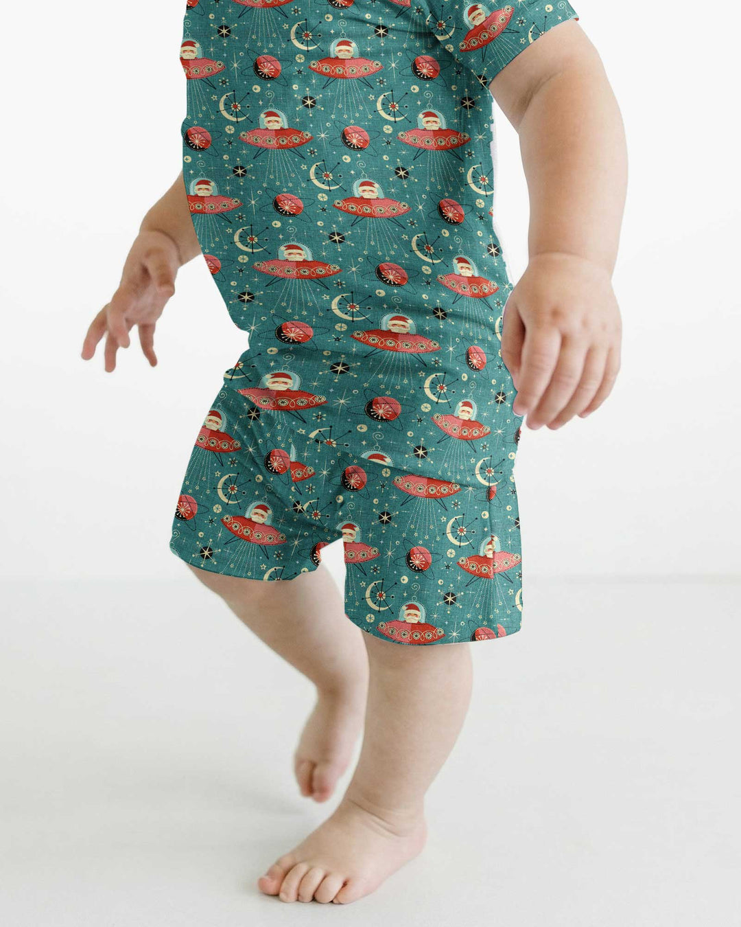 Atomic Santas in Space Bamboo Two Piece Short Sleeve Shorts Pajama Set