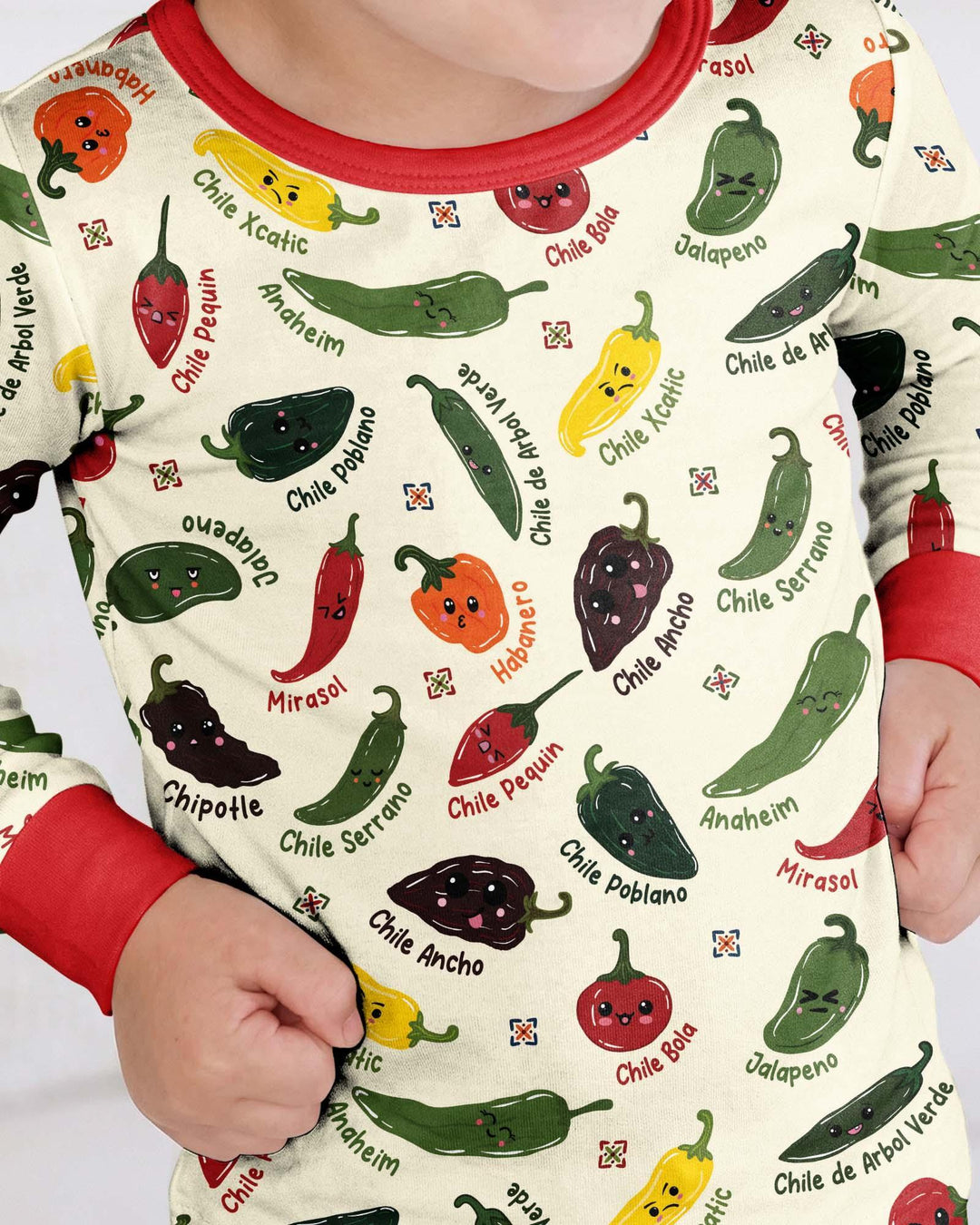 Kawaii  Mexican Chiles Bamboo Two Piece Long Sleeve Pajama Set