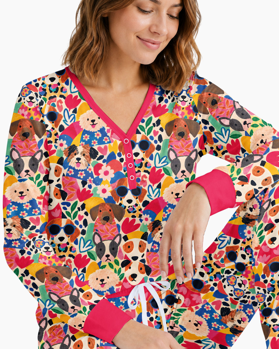 Dog Pattern Thick Bamboo Women Pajama Set