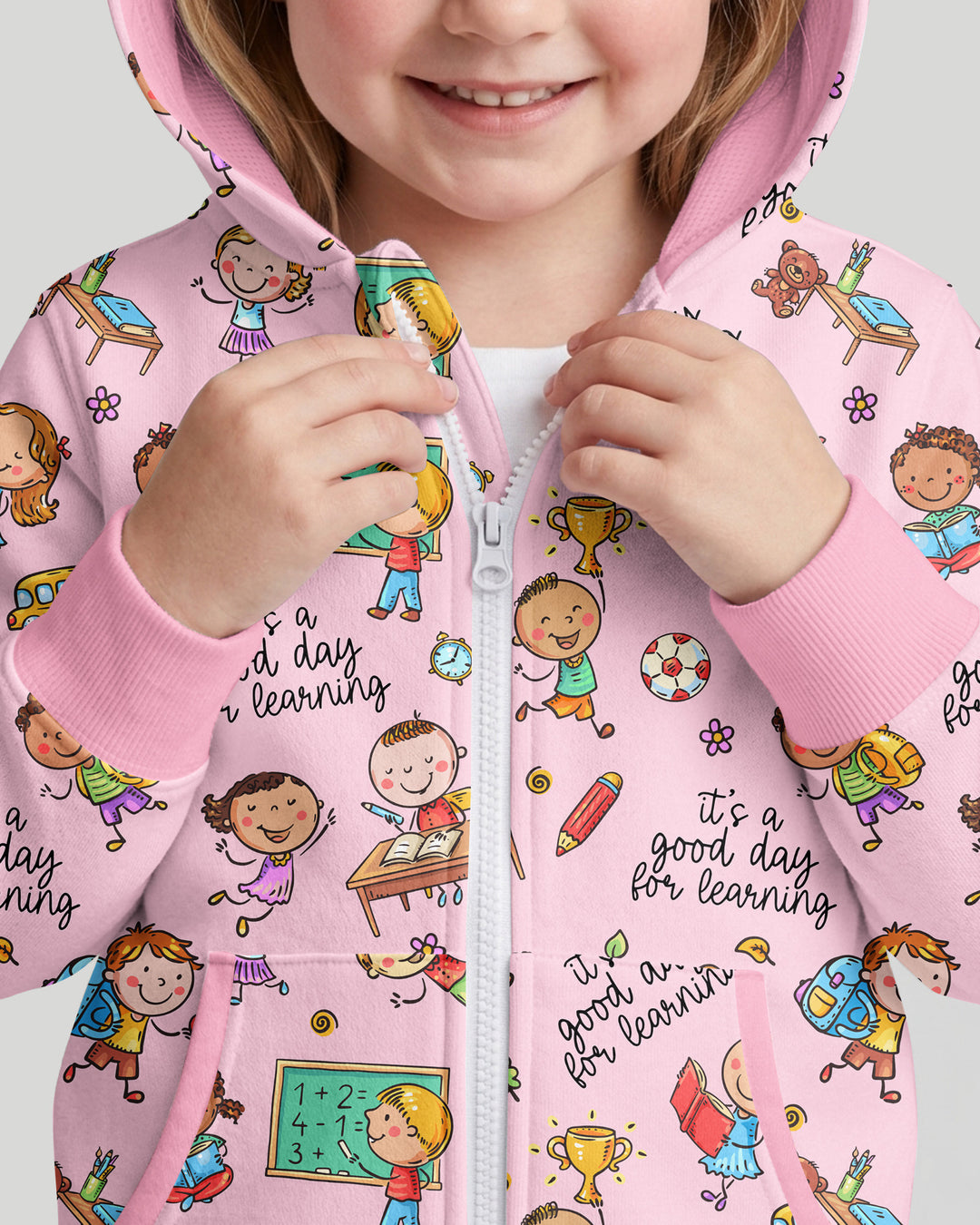Kapuzenpullover aus Bambus mit hebräischem Alphabet und Reißverschluss