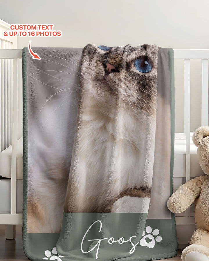 Custom Pet Photo Collage Bamboo Blanket