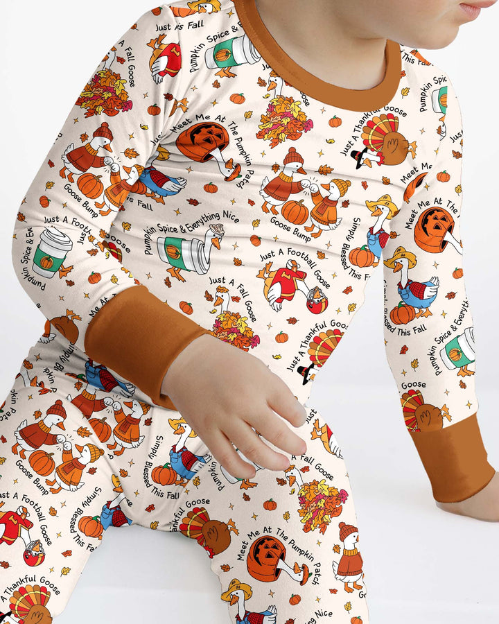 Just A Fall Goose Family Matching Bamboo Two Piece Long Sleeve Pajama Set