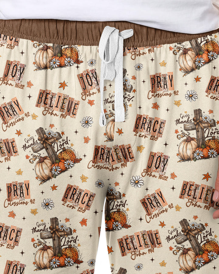 Floral Fall Give Thanks To The Lord Bamboo Men's Pajama Set