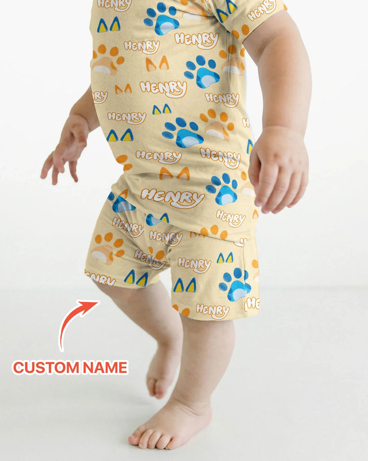 Zweiteiliges Pyjama-Set mit kurzen Ärmeln und Shorts im Sommer-Design