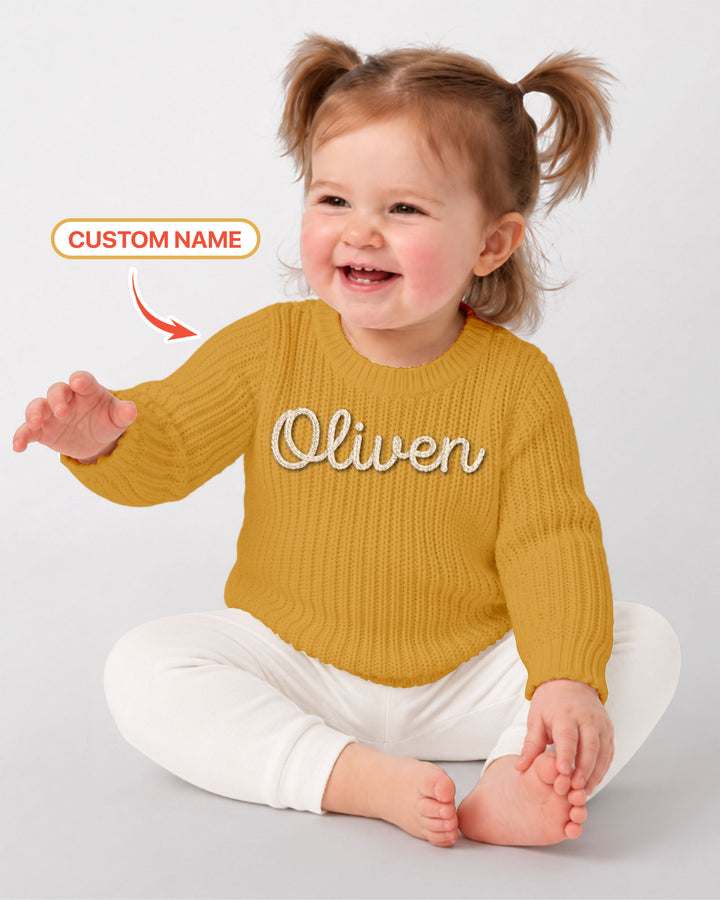 Embroidered Baby Name Bamboo Knit Sweater Bubble