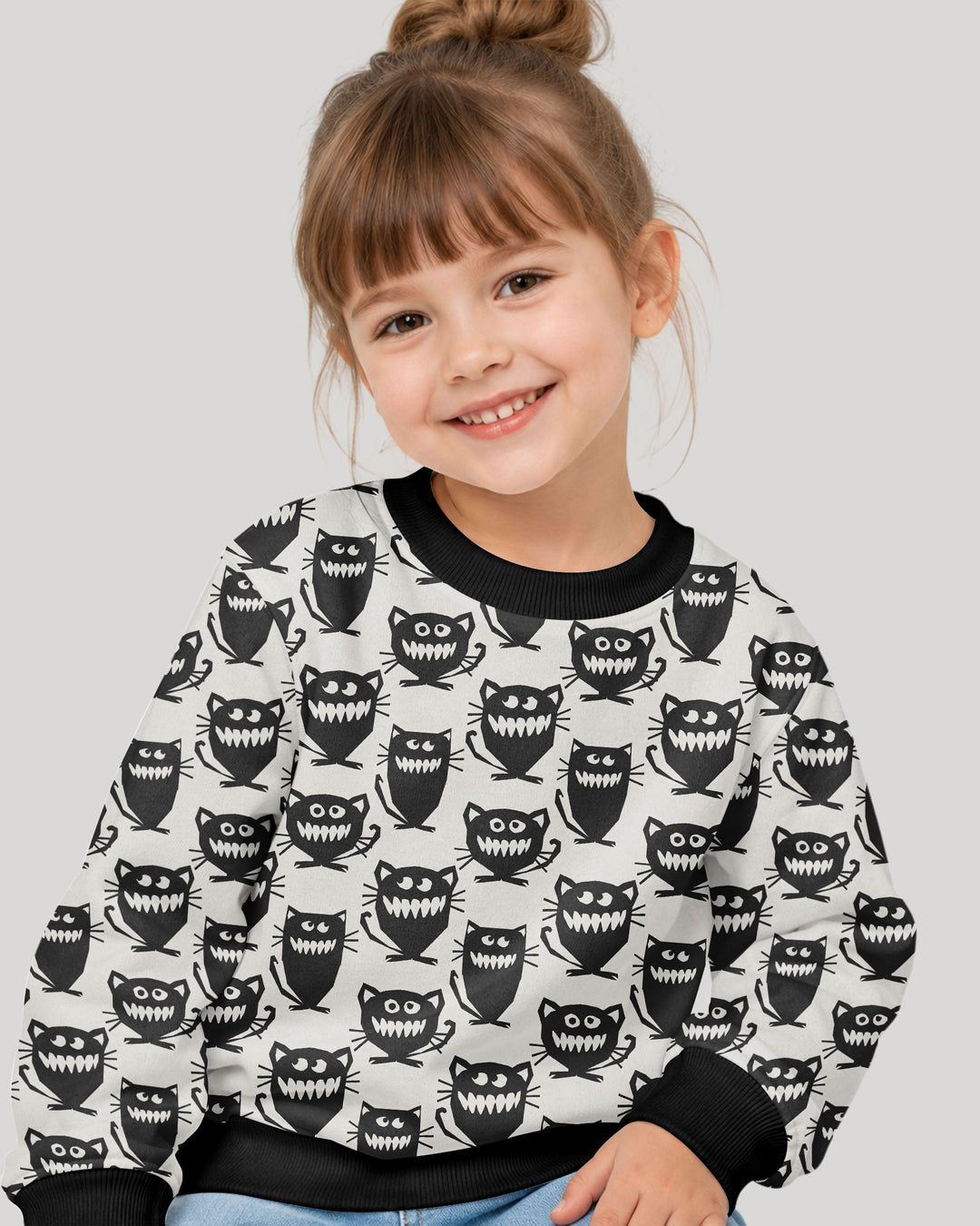 Halloween Monster Cats Bamboo Crewneck Sweatshirt