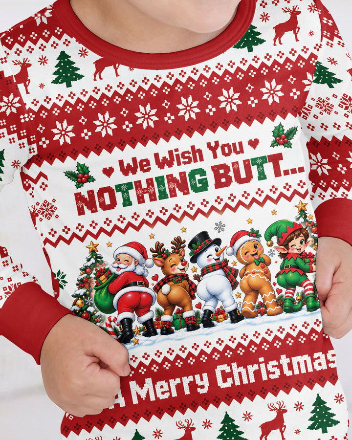 We Wish You Nothing Butt A Merry Christmas Bamboo Two Piece Long Sleeve Pajama Set