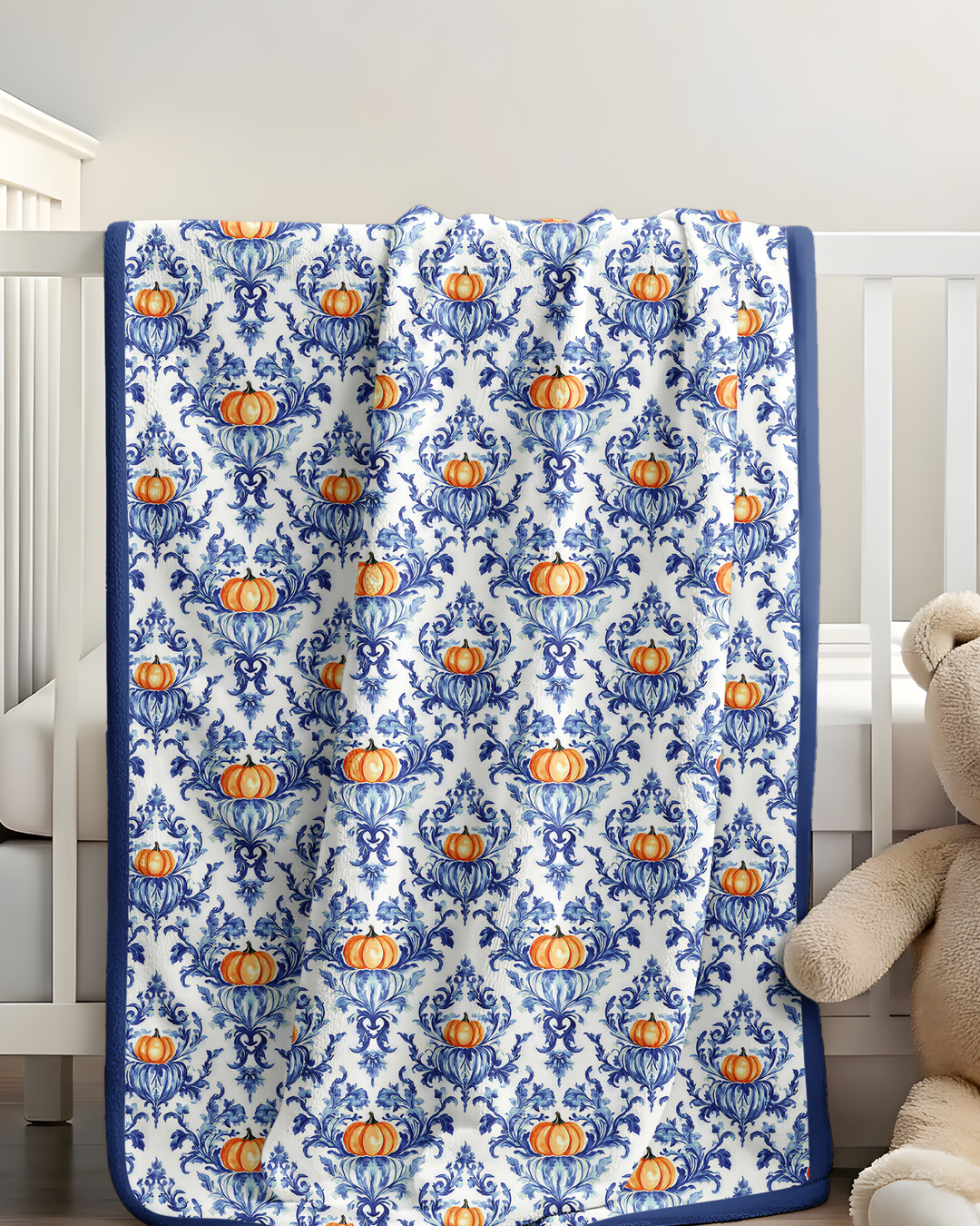 Pumpkin Toile Family Matching Bamboo Blanket