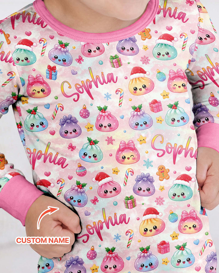 Christmas Dumpling Bamboo Two Piece Long Sleeve Pajama Set