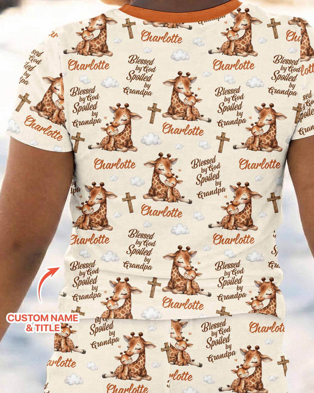 Custom Name Blessed By God Spoiled By Grandma Bamboo Two Piece Short Sleeve Pajama Set