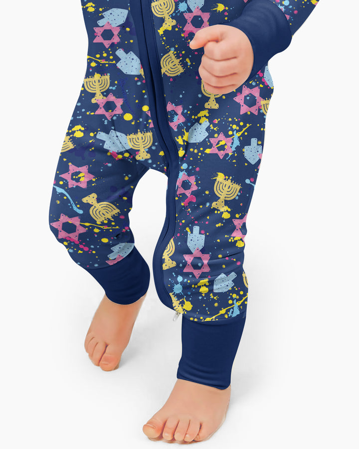 Hanukkah Family Splatter Paint  Bamboo Convertible Zippy