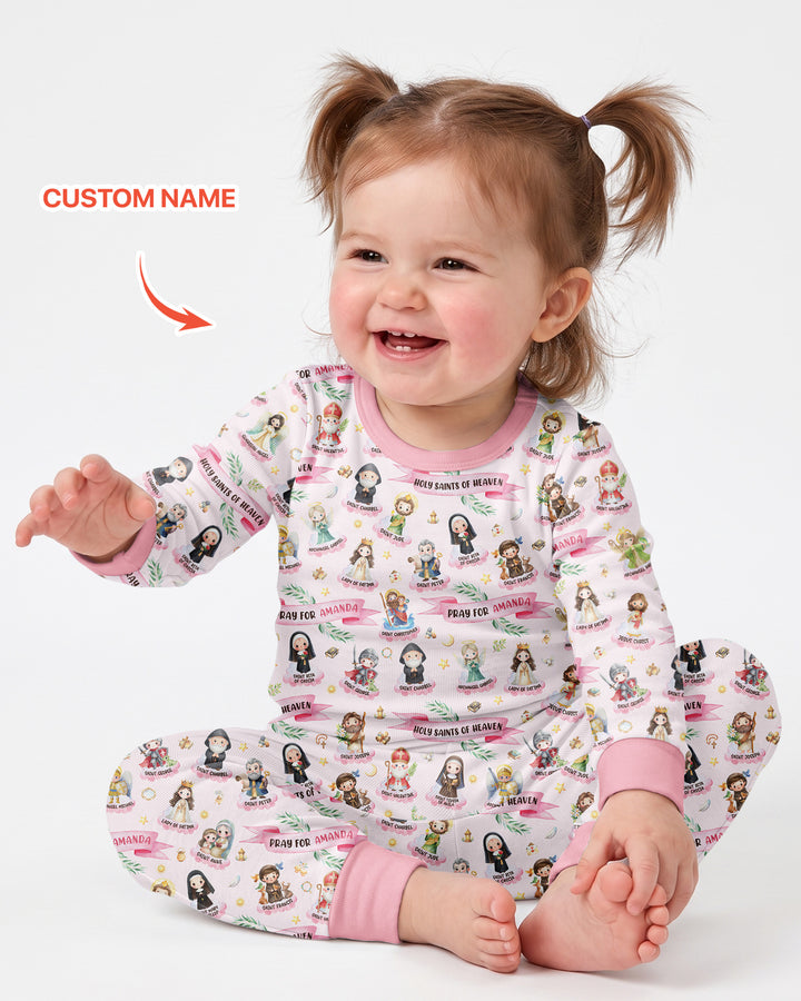 Holy Saints of Heaven Custom Name Bamboo Two Piece Long Sleeve Pajama Set