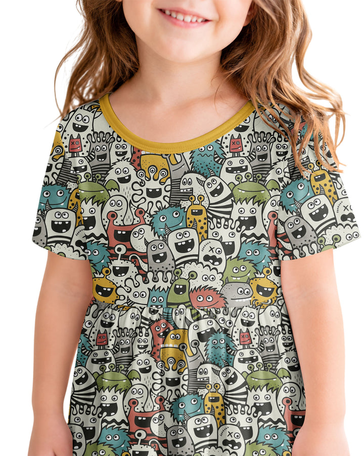 Monsters And Friends Bamboo Twirl Dress