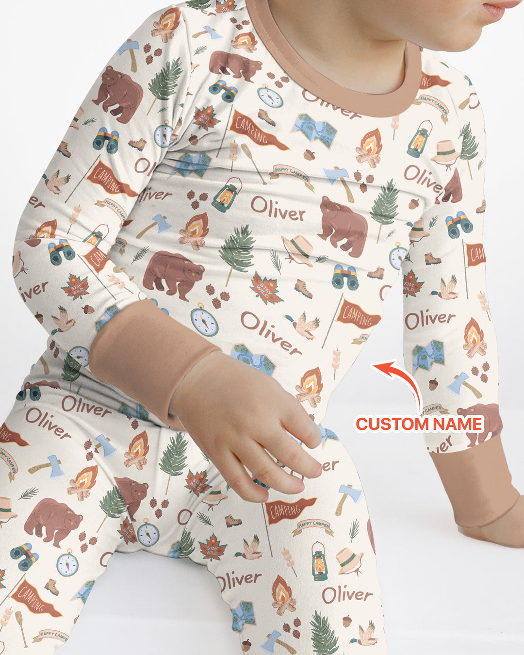 Custom Name Adventure Outdoors Bamboo Two Piece Long Sleeve Pajama Set