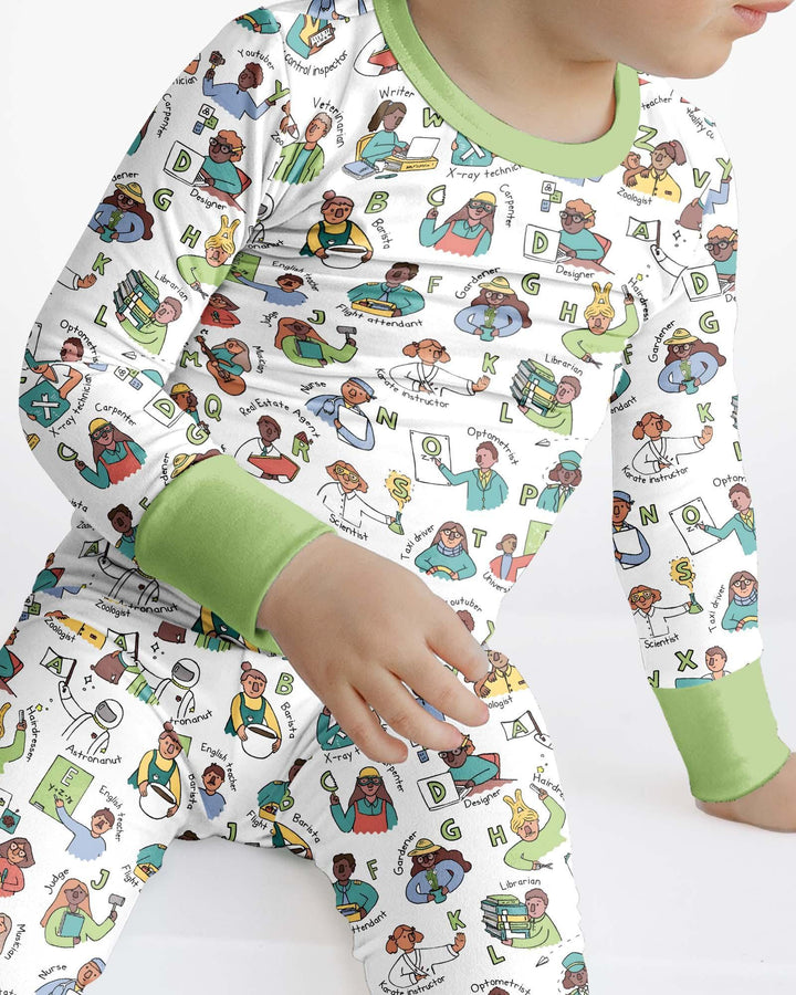 Jobs Alphabet Bamboo Two Piece Long Sleeve Pajama Set