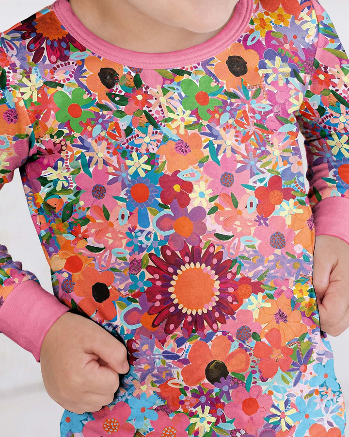 Regenbogenblüten Bambus Zweiteiliger Pyjama