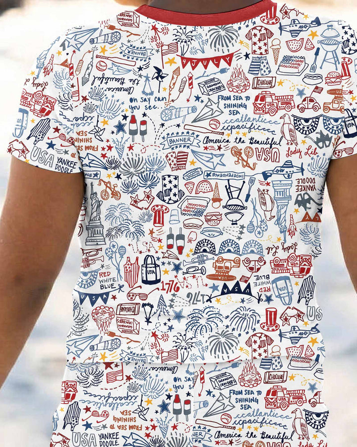 Zweiteiliges, kurzärmliges Pyjama-Set mit Marienkäfern