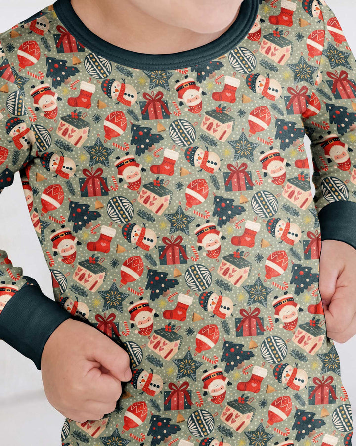 Christmas Ornaments Bamboo Two Piece Long Sleeve Pajama Set