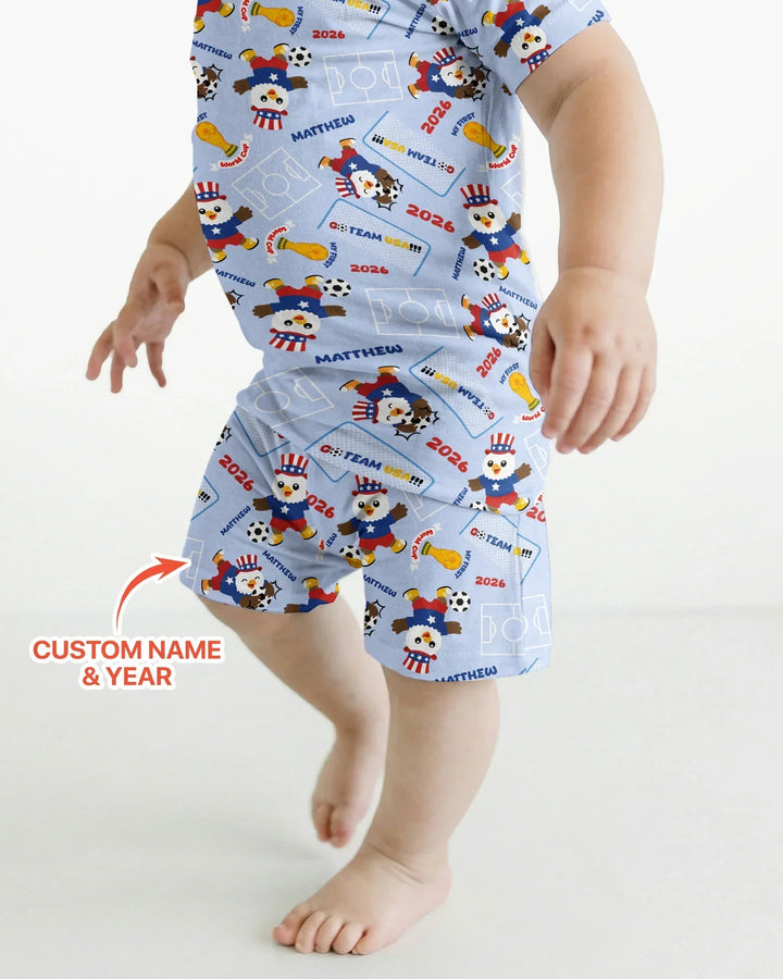 Zweiteiliges Pyjama-Set mit kurzen Ärmeln und Shorts im Sommer-Design