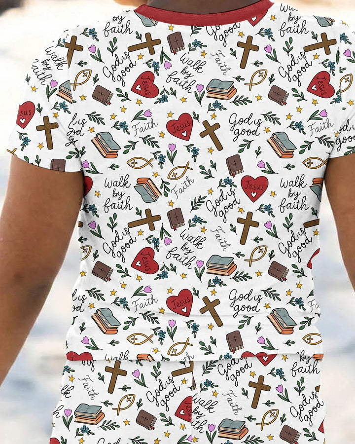 Zweiteiliges, kurzärmliges Pyjama-Set mit Marienkäfern