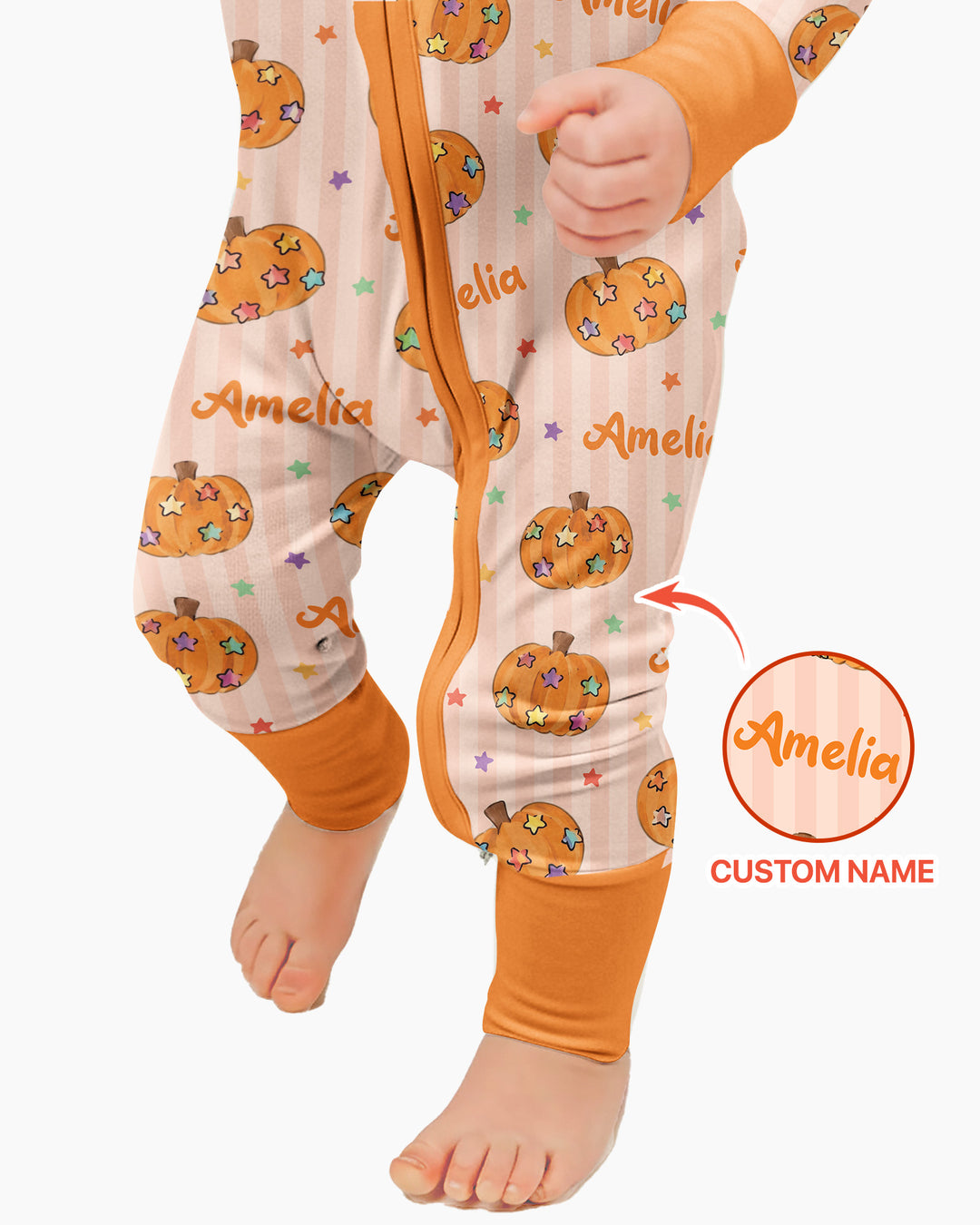 Colorful Star Pumpkin Custom Name Bamboo Convertible Zippy
