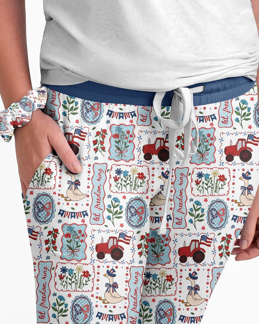 Patriotisches USA "Silly Goose" Familien-Schlafanzug-Set aus Bambus für Damen