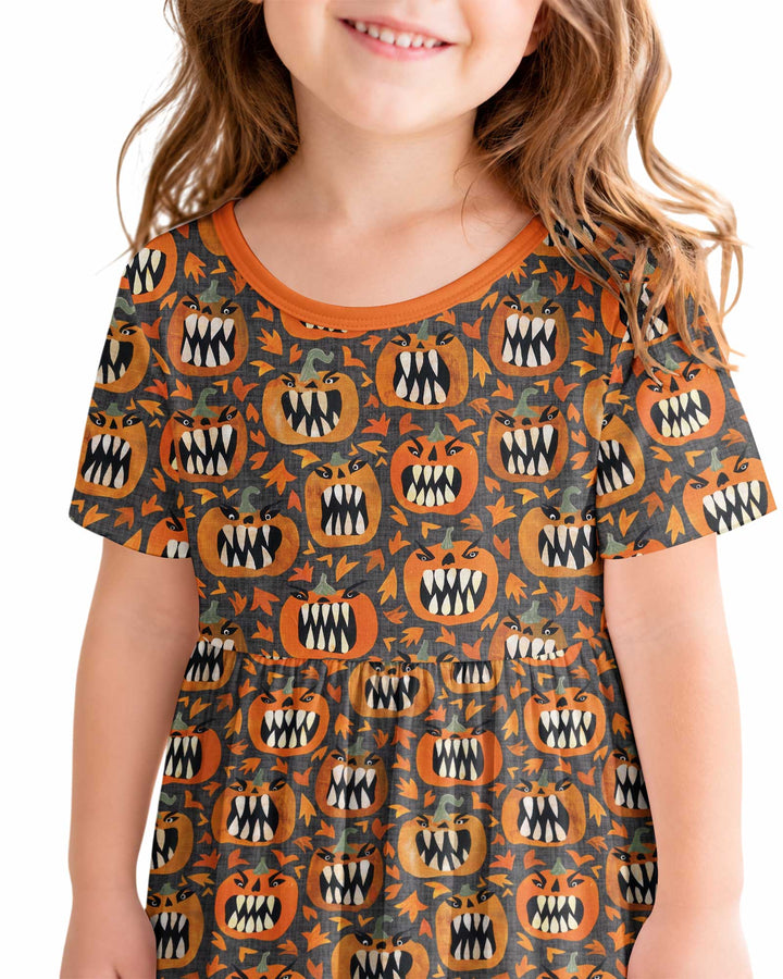 Pumpkin Monsters Bamboo Twirl Dress