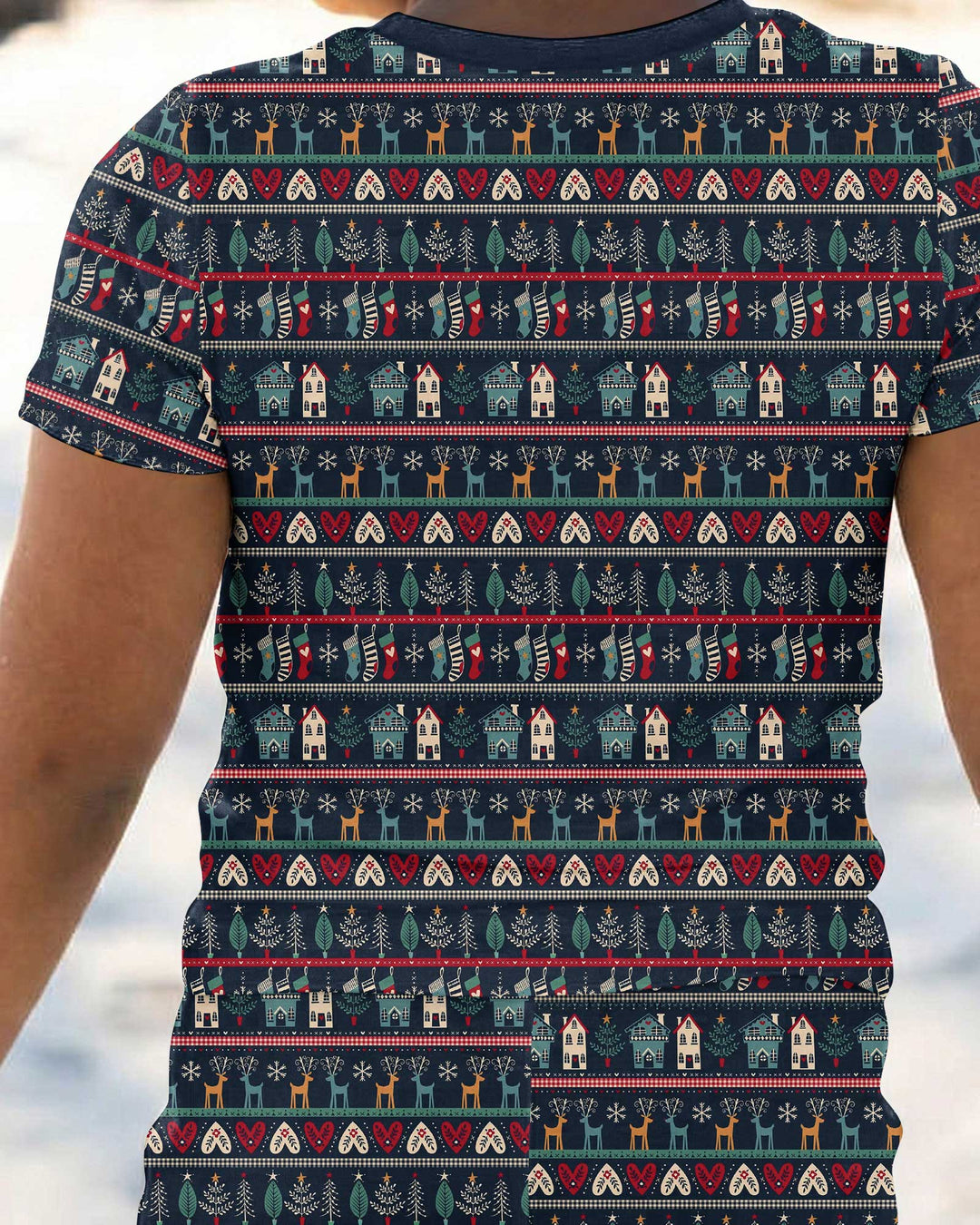 Vintage Nordic Christmas Bamboo Two Piece Short Sleeve Pajama Set